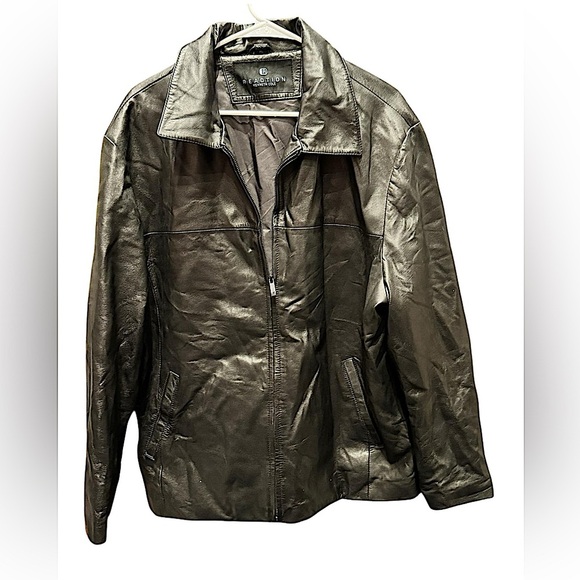 Kenneth Cole genuine Black Leather Jacket LIKE NEW XL - Picture 1 of 4